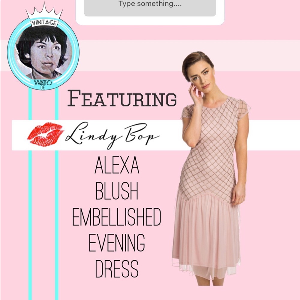 NWT 20’s ALEXA BLUSH EMBELLISHED EVENING DRESS • - Picture 4 of 6